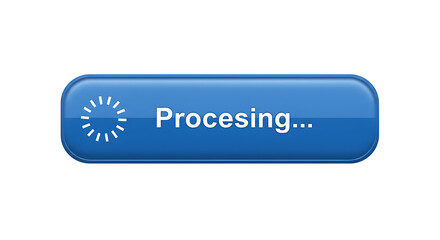 Blue Button Showing Processing Text and Loading Icon Animation
