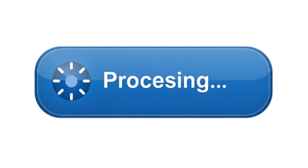 Processing Button Graphic with Clock Icon and Blue Color