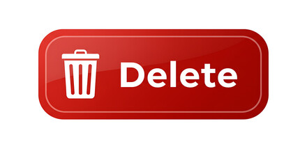 Red Delete Button Icon Featuring a Trash Can Symbol