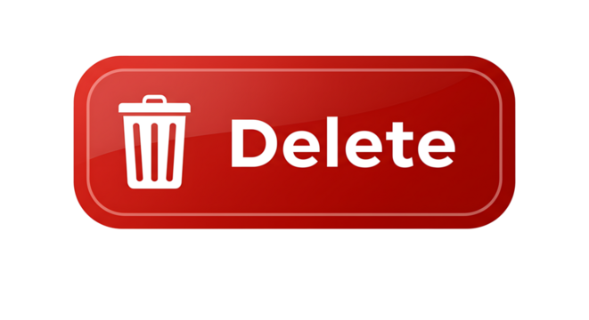 Red Delete Button Icon Featuring a Trash Can Symbol