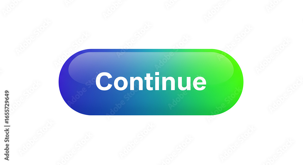 Aufkleber glossy continue button with gradient colors on black background