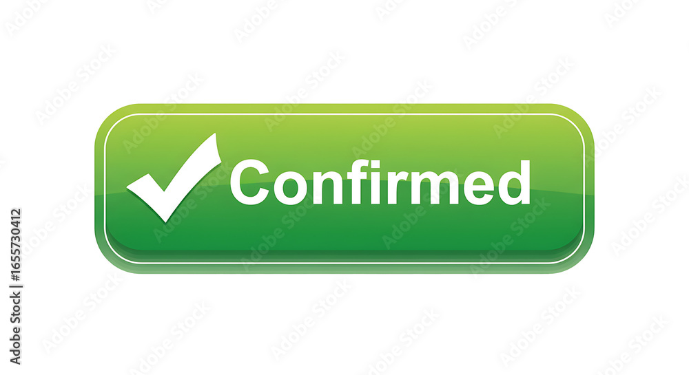 Poster green confirmed button with check mark for digital confirmation