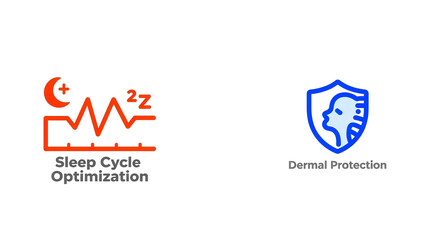 Sleep Cycle Optimization and Skin Protection icons: representing optimized sleep and skin protection, used for sleep health and skincare scenarios.