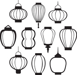 Chinese Lanterns Collection Black and White Decorative Lamps