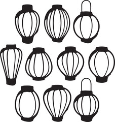 Chinese Lanterns Collection Black and White Decorative Lamps