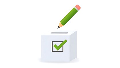Ballot box with a pencil and a check mark.