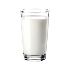 A tall glass of fresh white milk isolated on transparent background