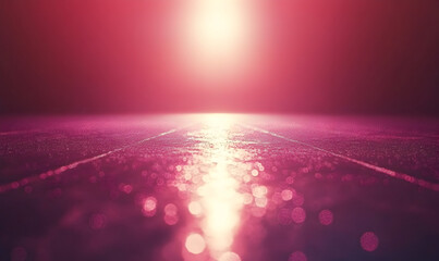 Ethereal pink horizon with bokeh lights and textured surface lea