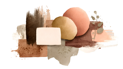 Abstract watercolor shapes, isolated on transparent background