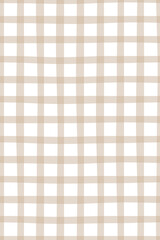 Hand drawn seamless pattern gingham pastel brown