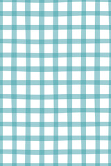 Hand drawn seamless pattern gingham teal