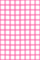 Hand drawn seamless pattern gingham hot pink