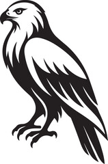 Obraz premium Perched eagle silhouette black and white, Majestic eagle bird vector design