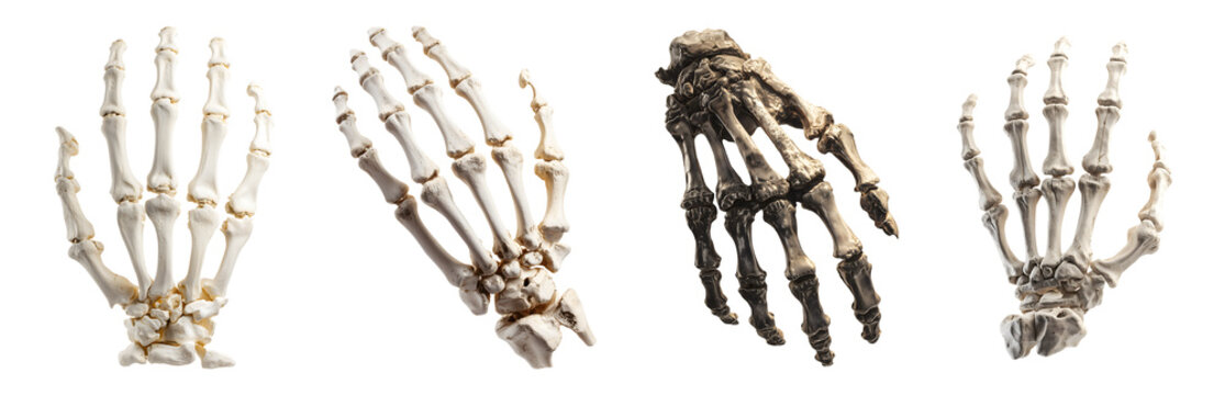 Set of skeleton hand for Halloween, isolated on transparent background.