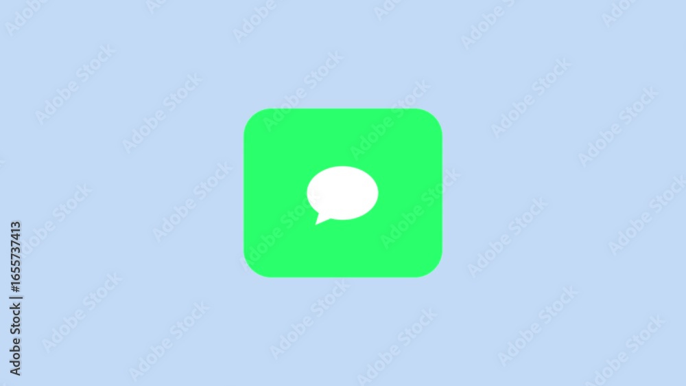 Poster user interface animated green message bubble icon app notification alert social media chat interface