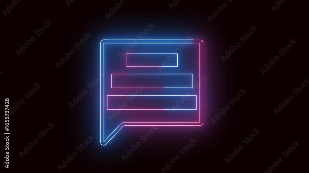 Poster pink blue lines neon glow message box animated graphic seamless loop digital communication technolog