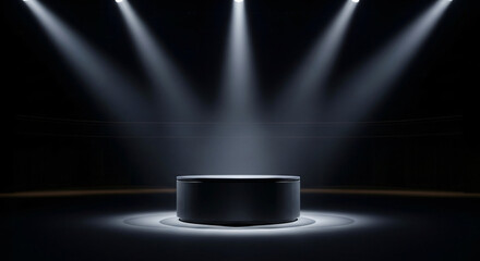 Black room with an empty podium amazing background for product presentation  