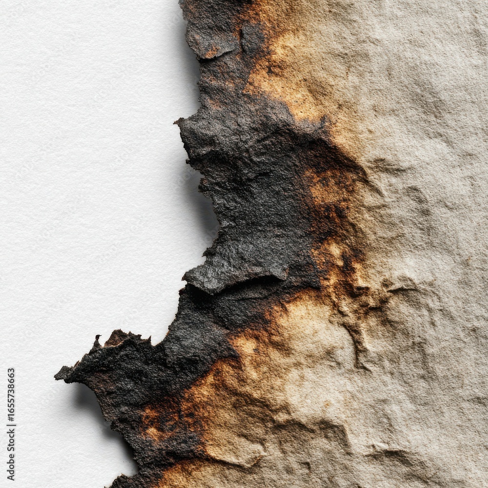 Poster close up shot of an aged paper with burnt edges isolated on a transparent background in a horizontal