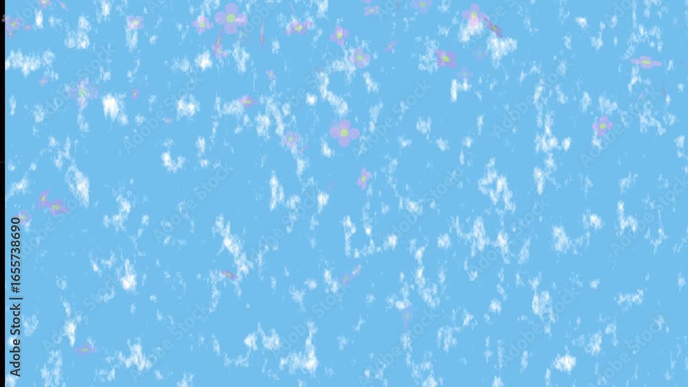 Poster animated pastel flowers floating sky background looping motion graphics soft spring summer design el