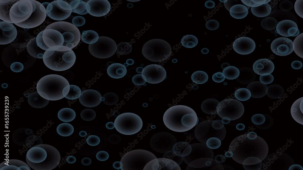 Poster blue bubbles dark background abstract animation seamless loop glowing orb particles elegant motion g
