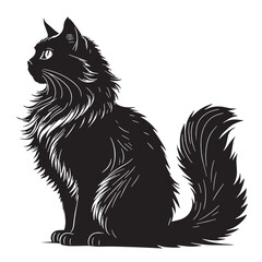 black ragdoll Silhouette Vector, High Quality Illustration on White Background