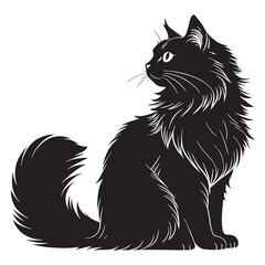 black ragdoll Silhouette Vector, High Quality Illustration on White Background