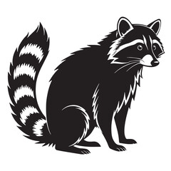 black raccoon Silhouette Vector, High Quality Illustration on White Background