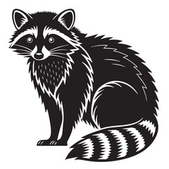 black raccoon Silhouette Vector, High Quality Illustration on White Background