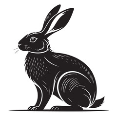 black rabbit Silhouette Vector, High Quality Illustration on White Background