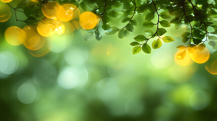 Luminous Green Canopy: Sunlight Filtering Through Delicate Leave