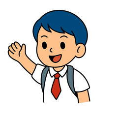 Illustration of School Boy with Uniform and Backpack