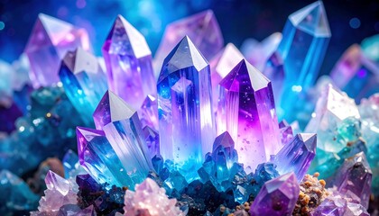 Vibrant crystals cluster close-up