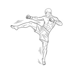 Fototapeta premium MMA Fighter Kick Illustration