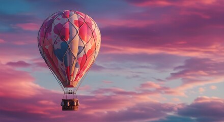 Fototapeta premium Hot Air Balloon Drifting in a Twilight Sky