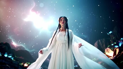 Serene Maiden A Celestial Encounter of Light & Spirit - Powered by Adobe