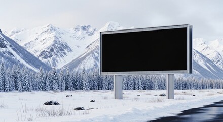 Blank billboard awaits your winter adventure advertising message