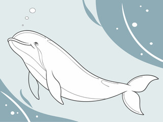 Obraz premium Beluga, whales, underwater life, wild animals, animals in the sea, vector