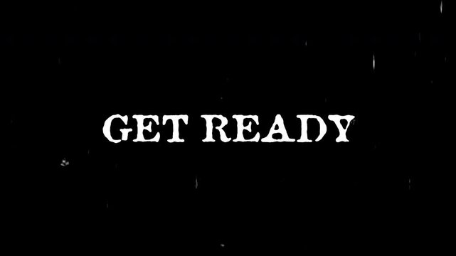 videogame get ready text retro words on old tv glitch interference screen motion dynamic animated background cool video footage