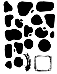 Organic shape round form set. Liquid organic blob curve background abstract shape frame. Doodle abstract liquid blob, wavy different form. Soft round oval pattern background. Vector illustration