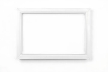 Fototapeta premium Minimalist white photo frame mockup on clean background. Perfect for artwork, posters, photography, interior decoration, gallery presentations, product showcase, modern wall art, and stylish design.