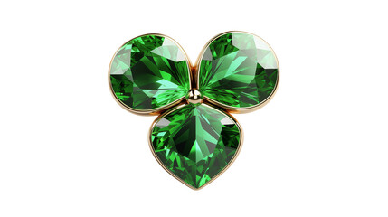 Exquisite gold shamrock pendant with sparkling green gems, a symbol of luck and Irish heritage