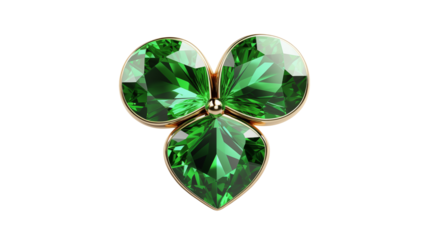 Exquisite gold shamrock pendant with sparkling green gems, a symbol of luck and Irish heritage