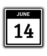 Fototapeta premium black calendar icon June month date 14