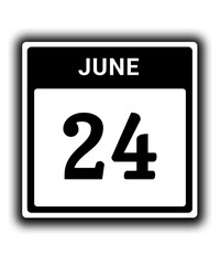 black calendar icon June month date 24