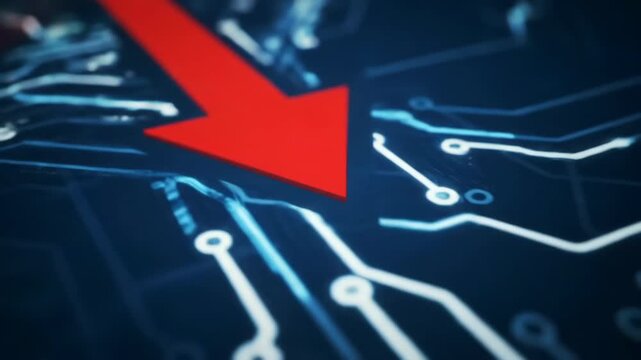 Tech Downturn Red Arrow Plunges on Circuit Board