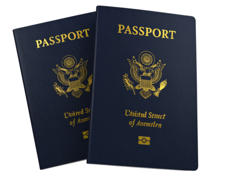 US Travel Passport with Embossed Cover, 3D Realistic Design, isolated on transparent background PNG