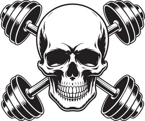 "Skull Gym Fitness Logo | Bodybuilding Workout Skeleton Skull Vector for Gym and Sports Design"
