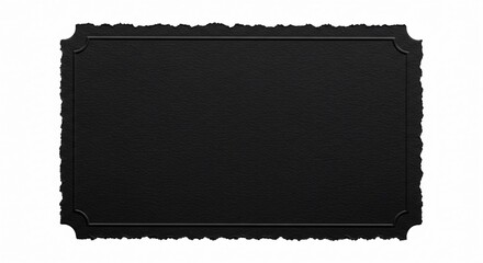 Elegant black textured blank label with torn edges for design