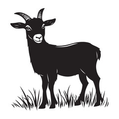 goat head Vector, goat vector illustration, goat head emblem design, Goat silhouette