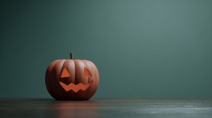 Eerie jack-o'-lantern evokes Samhain whispers and All Hallows' Eve mischief in a dimly lit minimalist sanctuary